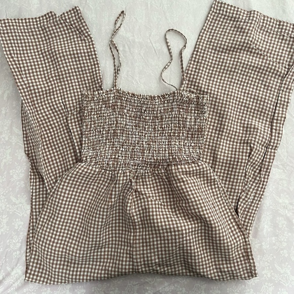 House of Harlow 1960 Pants - house of harlow 1960 plaid light salmon and white small jumpsuit